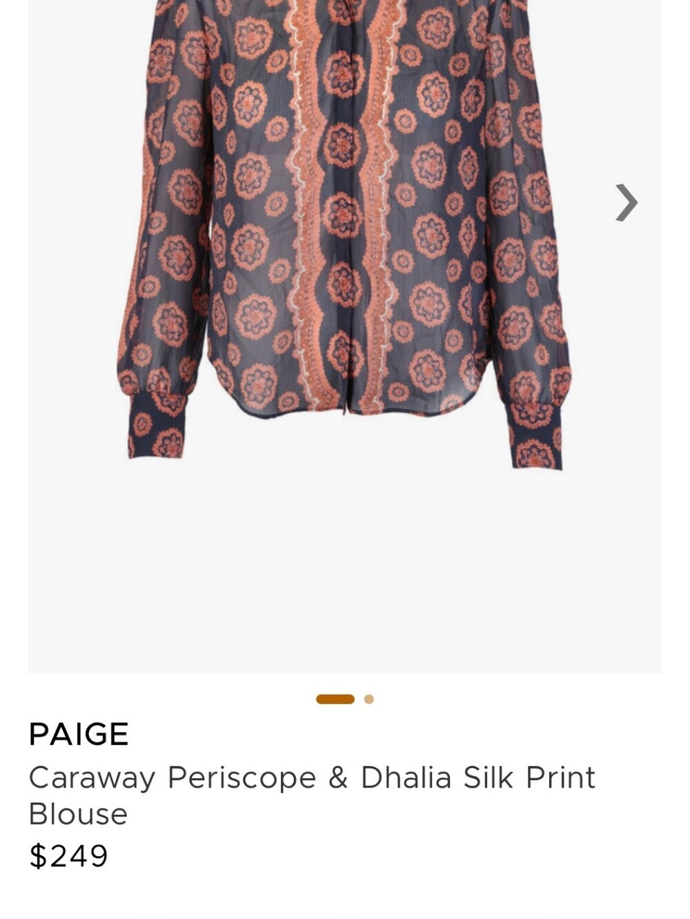Paige Caraway Periscope & Dhalia 100% Silk Print Blouse Medium - Picture 9 of 9